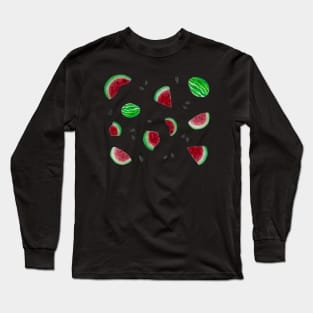 Watercolor Watermelon Pattern Long Sleeve T-Shirt